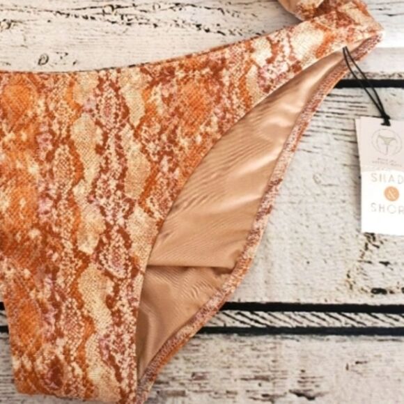 Shade & Shore Snake Print High Leg Extra Cheeky Bikini Bottom Bathing Swim xl - Picture 1 of 16